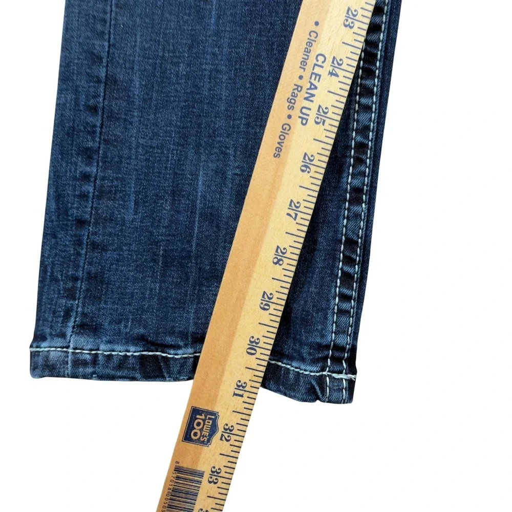 Buckle Black Fit No 3 Straight Leg Jeans Mens 29R Dark Wash Contrast Stitch Blue